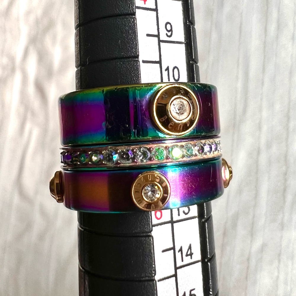 *Rare* Henri Bendel Titanium Stackable Ring Set - image 8